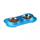 Tazón doble para perro en forma de hueso