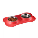 Tazón doble para perro en forma de hueso