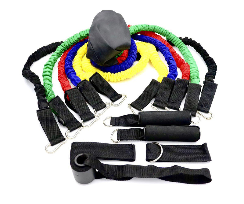 Set de 11 piezas con  Ligas forradas de tela  para entrenamiento en casa 100 Libras  diferentes niveles de entrenamiento