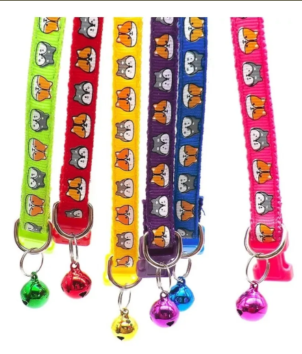 Set de 6 piezas de collares con cascabel para razas pequeñas o gatos