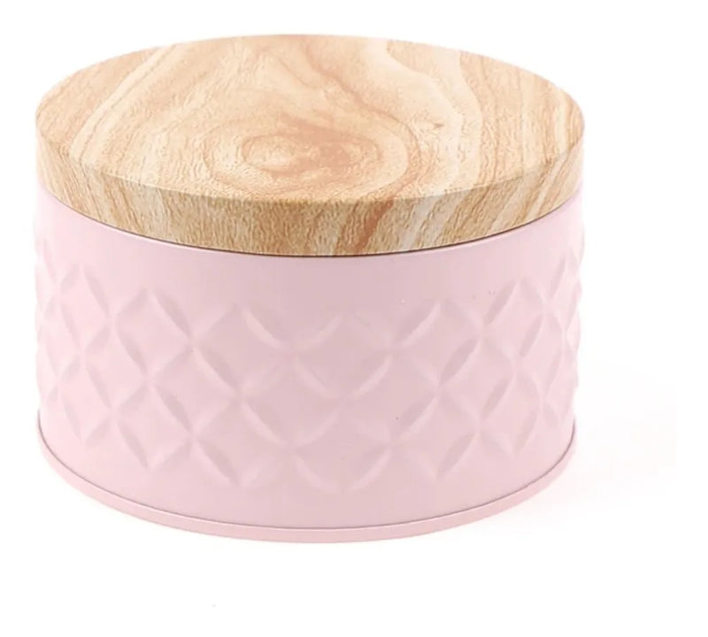 Latas cilíndricas con tapas tipo madera