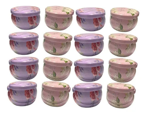 Set de 16 latas con diseño floral