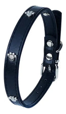 Collar de huellitas piel sintética para razas pequeñas