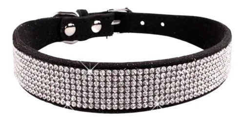 Collar de piel sintética con cristales de imitación