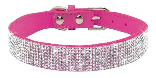 Collar de piel sintética con cristales de imitación