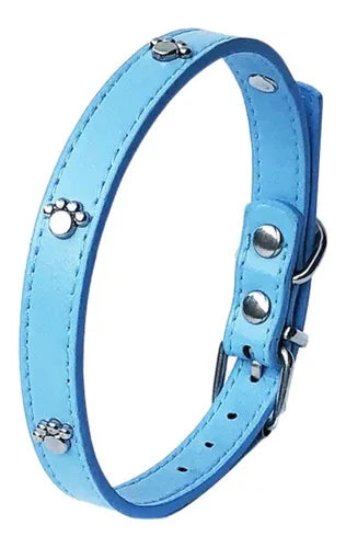 Collar de huellitas piel sintética para razas pequeñas