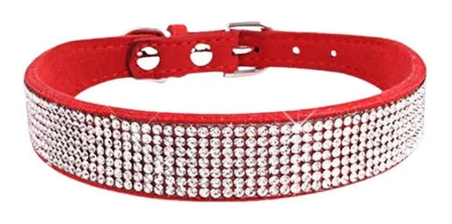 Collar de piel sintética con cristales de imitación