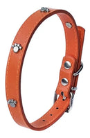 Collar de huellitas piel sintética para razas pequeñas